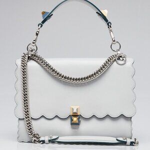 Fendi Light Blue Smooth Leather Kan I Medium Shoulder Bag 8BT283